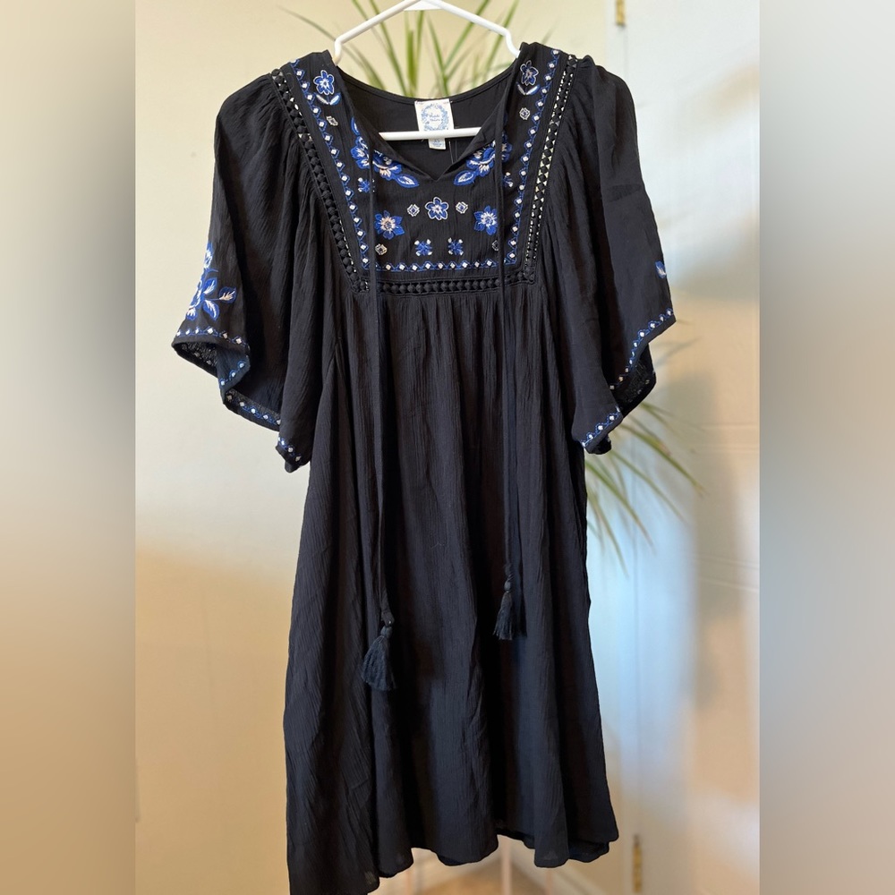 Blue Rain Black & Blue Boho Dress Size XS